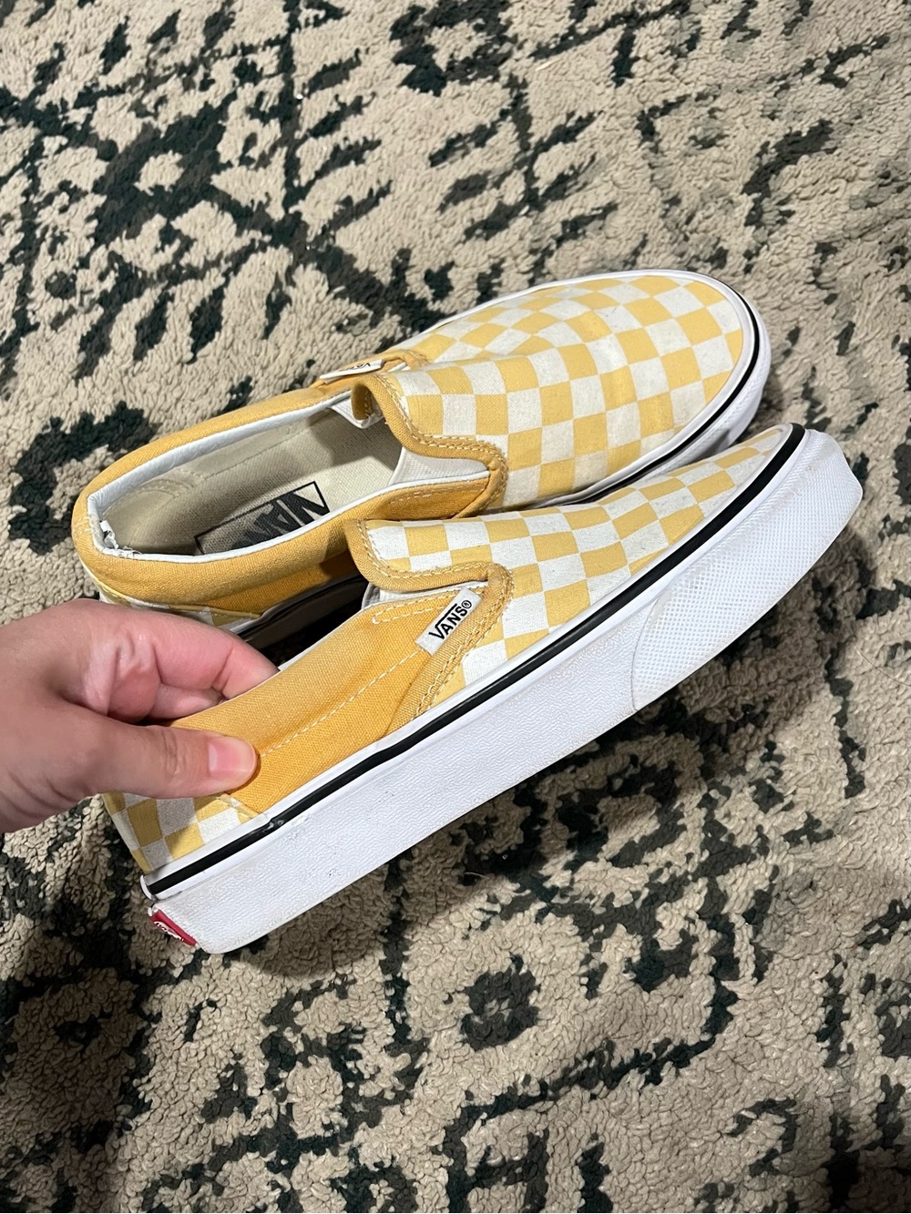 Vans Yellow Checkerboard Sneakers Size 5.5 Women’s or Size 4 Men - Picture 4 of 8